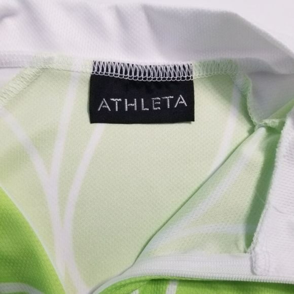 Athleta 3/4 Zip Sleeveless Floral Cycling Jersey Green White Women's Size Small - Picture 6 of 12
